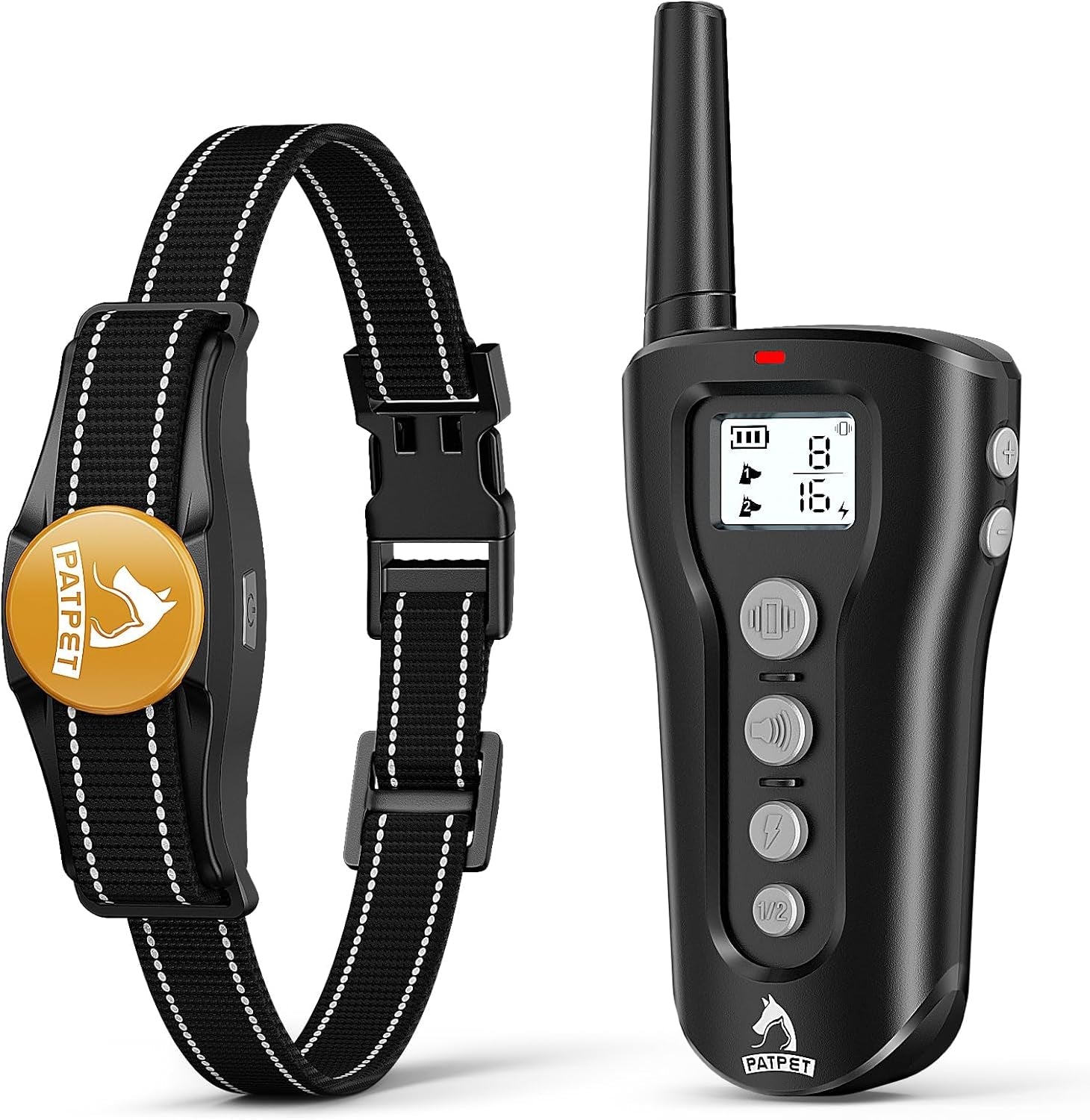 patpet-dog-shock-collar-rechargeable-dog-training-collar-with-remote-for-medium-large-dogs-3-training-modes-beep-vibration-shock-ipx7-waterproof-1000ft-electric-dog-collar-black