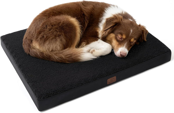 Bedsure Washable Dog Beds Large Sized Dog with Comfy Sherpa, 36X27In Grey | Orthopedic Egg Crate Foam,Comfort Support Flat Rectangle Pet Mat,Non-Slip Bottom,Removable Cover,For Large Breed up to 55 Lbs50