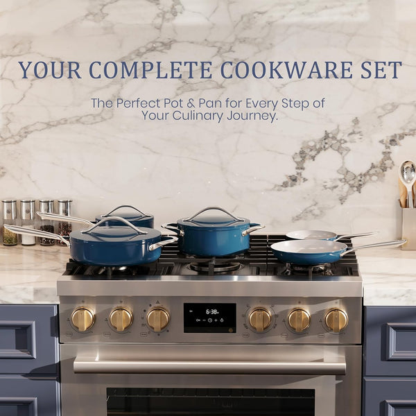 Premium Ceramic Sauté Pan with Lid, 4.5 QT Nonstick Deep Pan | for Healthy Everyday Cooking, PFAS & PTFE Free, Induction Compatible, Oven Safe up to 500°F, Stay-Cool Handle, Navy Blue7