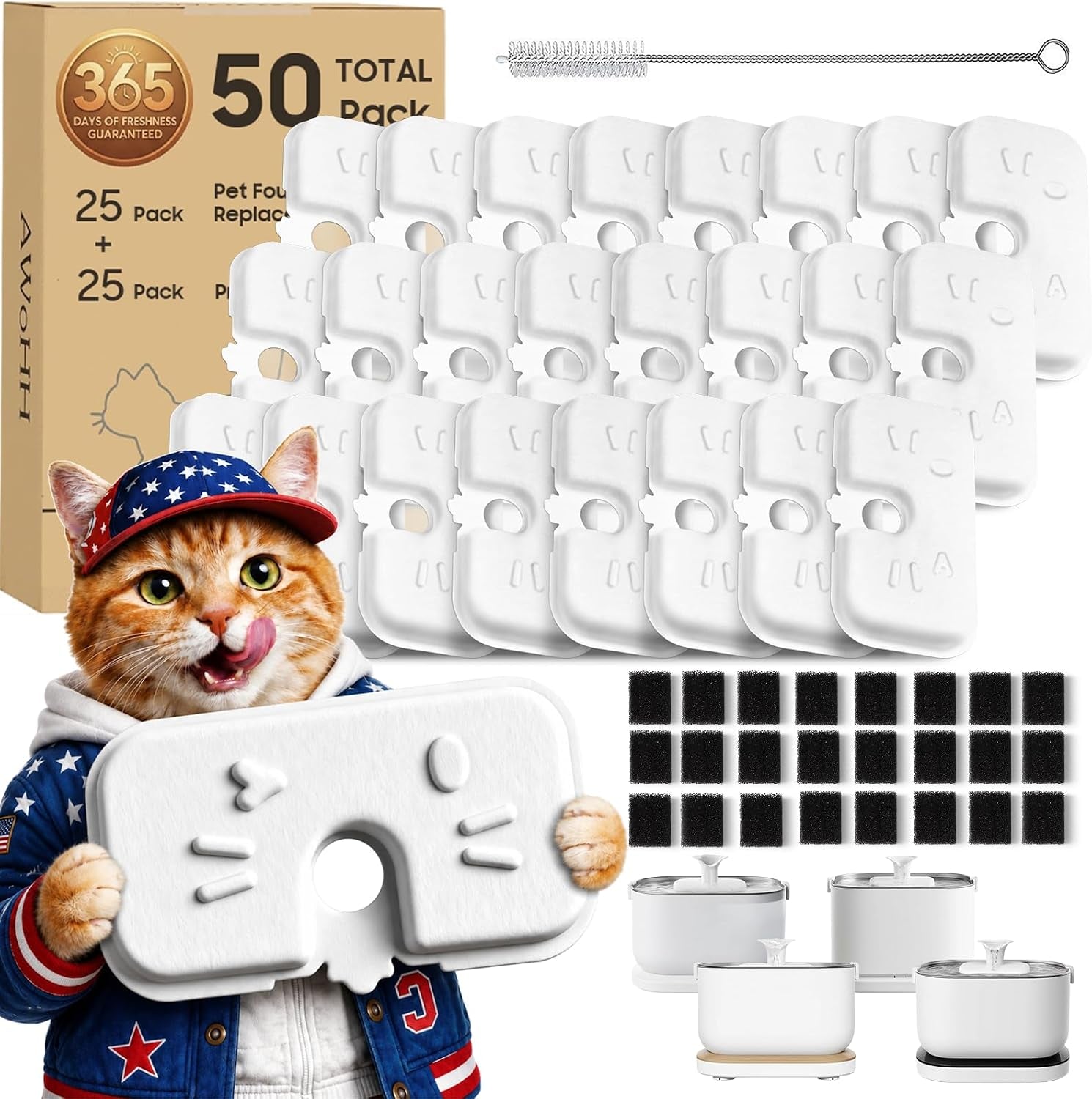50-1-pack-cat-water-fountain-filters-compatible-with-petlibro-dockstream-water-fountain-plwf106-116-115-105-005-1-year-set-of-replacement-filters-25-filters-25-sponges-1-brush