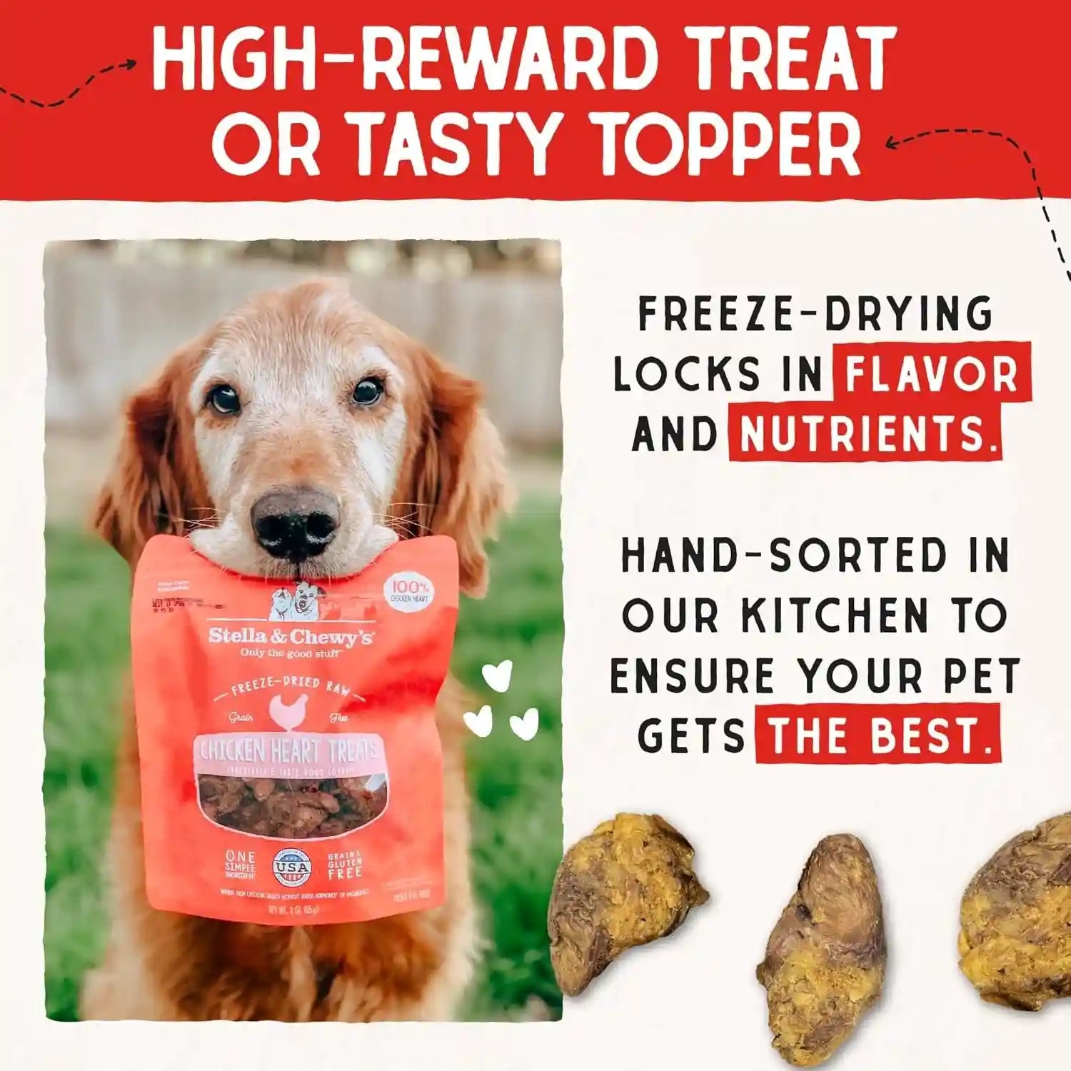 stella-chewys-freeze-dried-raw-chicken-heart-dog-treats-single-ingredient-no-additives-premium-training-treats-perfect-for-picky-eaters-11oz-bag