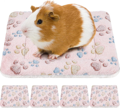 Tuanse 4 Pack Ultra Soft Dog Cat Bed Mat Small Animal Guinea Pig Bed with Cute Print Reversible Fleece Dog Crate Kennel Pad Cozy Washable Thickened Hamster Pet Beds Mat(13 X 19 Inches,Light Gray)18