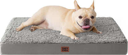 EHEYCIGA Orthopedic Dog Bed Large with Removable Washable Cover,Grey,41X27 | Egg Crate Foam Support,Durable Oxford Fabric,Non-Slip Bottom,Machine Washable,Soft Waterproof Plush Pet Bed Mat for Crate62