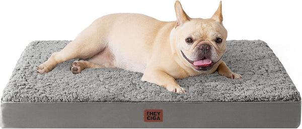 EHEYCIGA Orthopedic Dog Bed Large with Removable Washable Cover,Grey,41X27 | Egg Crate Foam Support,Durable Oxford Fabric,Non-Slip Bottom,Machine Washable,Soft Waterproof Plush Pet Bed Mat for Crate62