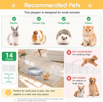 Modular Small Pet Playpen, 14 Panels, 16.5" Height Indoor Enclosure for Rabbits, Guinea Pigs, Hedgehogs, Kittens and Small Pets2
