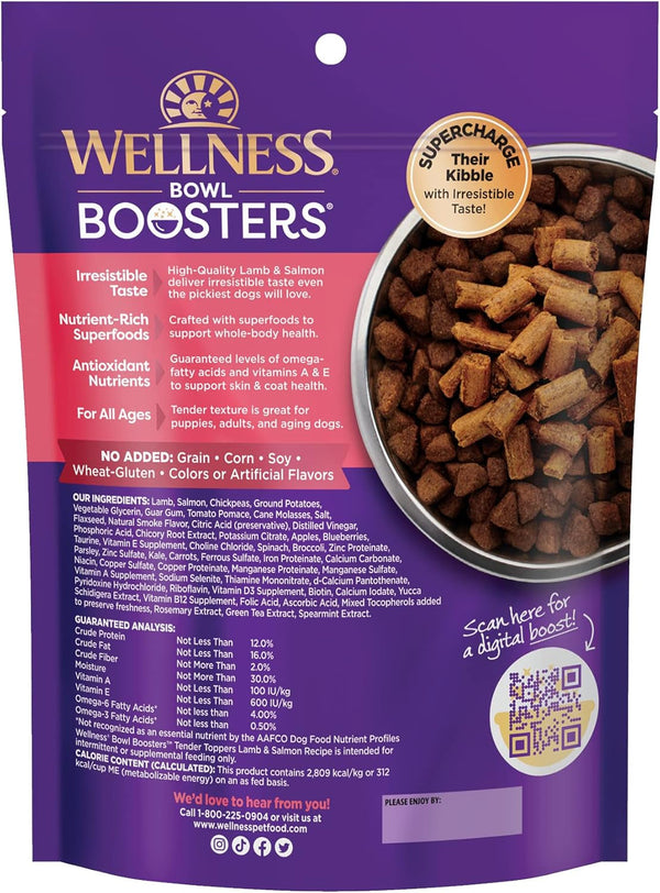 Wellness Bowl Boosters Tender Toppers Dog Food Topper for Small, Medium, and Large Breeds, Grain Free, Natural, Lamb and Salmon Recipe, 8 Oz Bag2