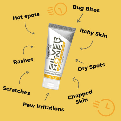Silver Honey Hot Spot & Wound Care Pet First Aid Ointment, 2 Oz Tube | Manuka Honey, Microsilver BG, Dog, Cat, Small Animal, Fast-Acting Results, at Home Treatment, Thick, Creamy, Antibiotic-Free3