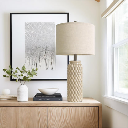 24" Modern Ceramic Bedside Lamp Set of 2 for Bedroom Decor Farmhouse Table Lamp for Living Room Office Dorm Cream7