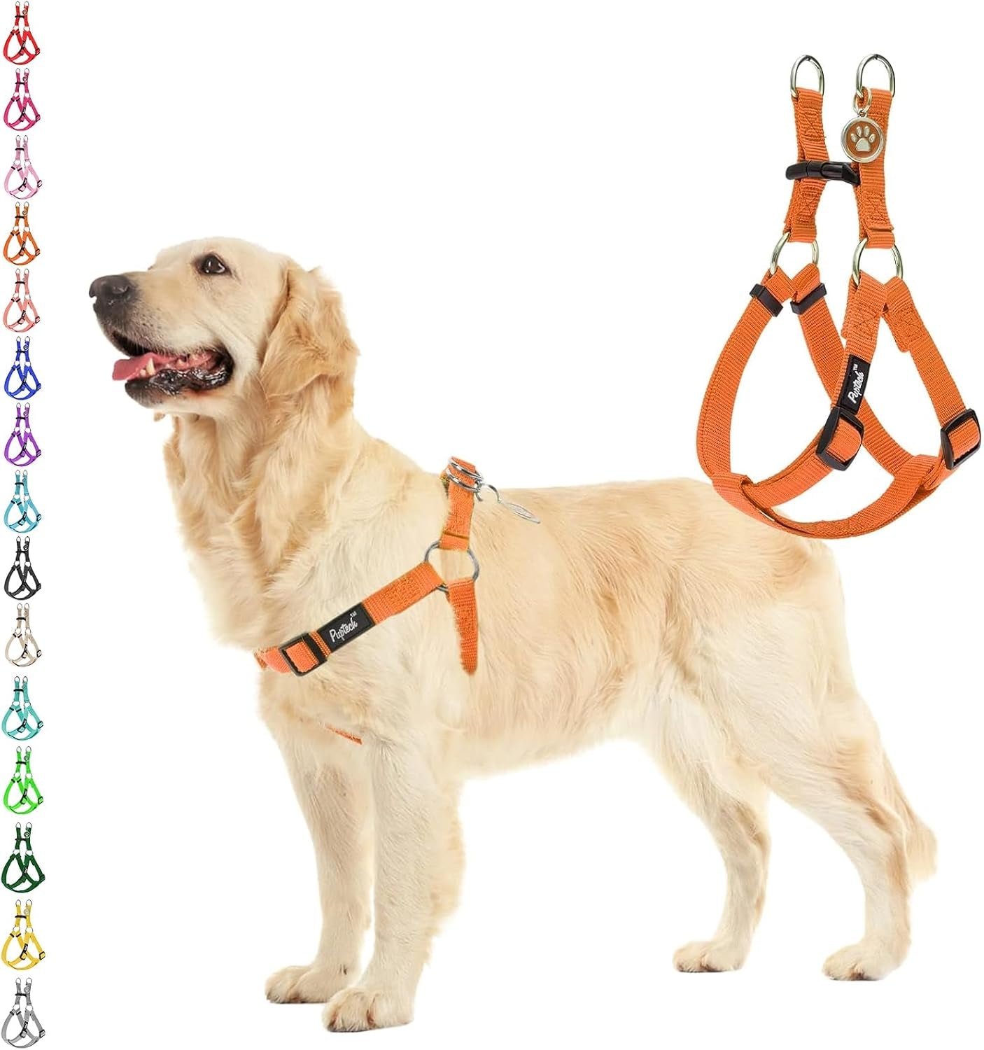 pupteck-no-pull-dog-harness-soft-adjustable-basic-nylon-step-in-puppy-vest-outdoor-walking-with-id-tag