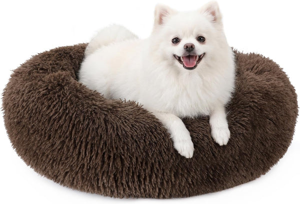 MIXJOY Orthopedic Dog Bed Comfortable Donut Cuddler round Pet Beds Ultra Soft Washable Dog and Cat Cushion (20''/23''/30'') (23'', Brown)23