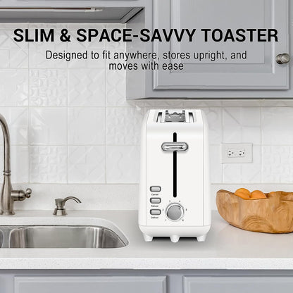 Stainless Steel Toaster 2 Slice Slim, 10" Single Long Slot, White | 6 Shade Settings, Extra Wide Slot Fits Bagels & Artisan Bread, Defrost, Cancel Function, Removable Crumb Tray4