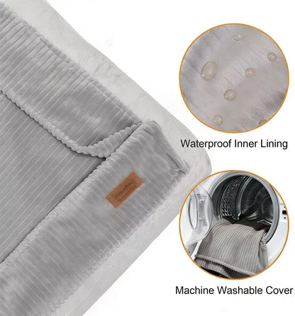 FUKUMARU 5.5-Inch Thick Dog Bed Mat, Washable Cat Bed with Waterproof Lining, Orthopedic Dog Beds for Senior Dogs, Cozy Flat Dog Kennel Bed for Crate, Non-Slip Pet Pillow Bed, Grey4