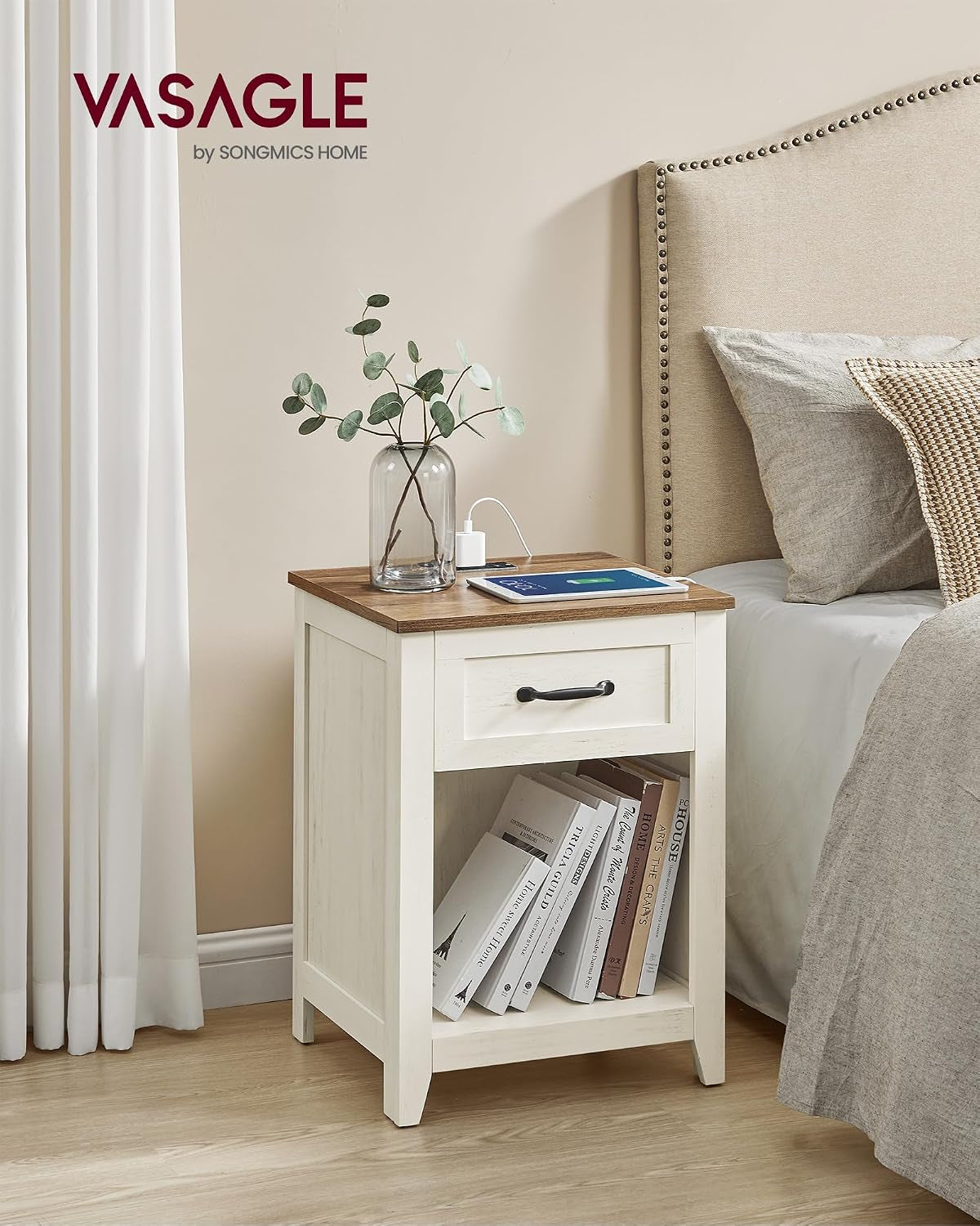 vasagle-farmhouse-nightstands-with-charging-station-1-drawer-set-of-2-bedside-table-side-table-with-open-compartment-for-bedroom-rustic-white-and-honey-brown-liry-collection-ulet859k41