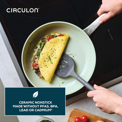 Halo Ceramic Nonstick Cookware Set, 11-Piece Pots and Pans Set | Laserdefense Durability Technology for Long Lasting Non Stick Performance, Everyday Cooking, in Sage5