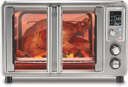 6-In-1 XL Digital Air Fryer Toaster Oven Combo | Easy-Access French Doors | Bake, Broil, Toast, Pizza & Reheat Functions | 0.9 Cu. Ft. Capacity | Stainless Steel | 31191J1