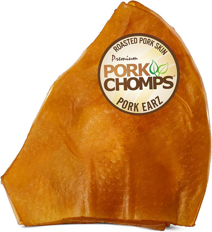 Pork Chomps Roasted Pork Skin Dog Chews, Ear Shapes, 10 Count9