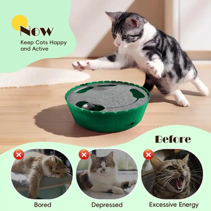 Pawaboo Interactive Cat Toy with Running Mouse, Electronic Motion Cat Toy Automatic Teaser for Indoor Cats, Pop and Play Hide Seek Cat Toys Hunting Mouse for Pet Cat Kitten Play Fun Exercise, Green3