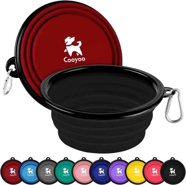 COOYOO Collapsible Dog Bowl,2 Pack Collapsible Dog Water Bowls for Cats Dogs,Portable Pet Feeding Watering Dish for Walking Parking Traveling with 2 Carabiners10