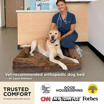 Bedsure Orthopedic Dog Beds Large Sized Dog - Washable Large Dog Cat Bed Waterproof, Comfort Dogs Couch Sofa with Washable Removable Cover, Pet Bed with Nonskid Bottom, Grey, 35"2