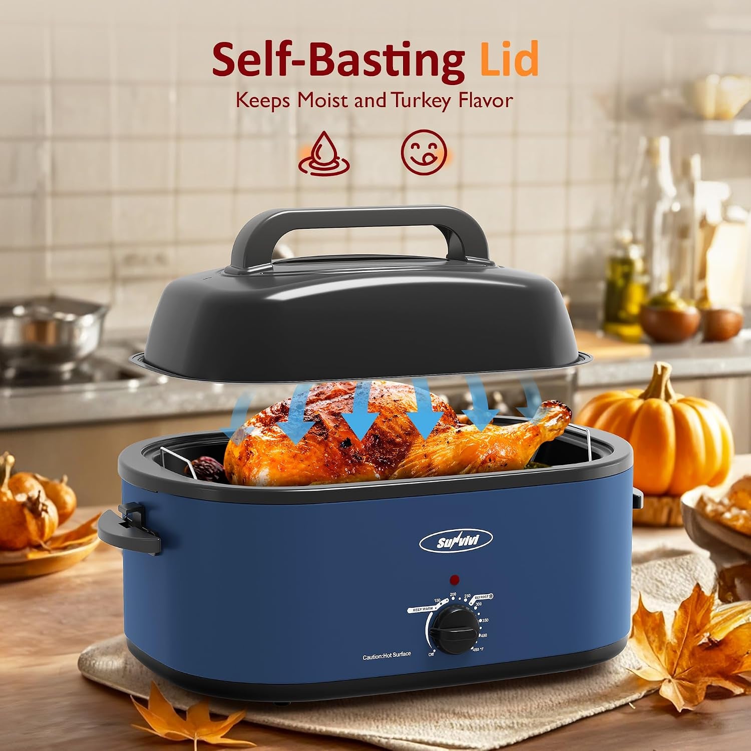 electric-roaster-26-quart-electric-roaster-oven-with-glass-lid-turkey-roaster-oven-buffet-with-self-basting-lid-removable-pan-cool-touch-handles-blue