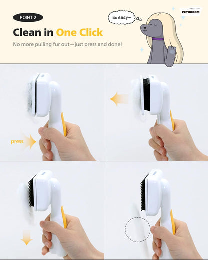 PETHROOM Self-Cleaning Slicker Brush for Dogs & Cats – Gentle Grooming & Deshedding Tool, Removes Mats & Tangles, Skin-Friendly Coated Tips, One-Touch Hair Removal Button6