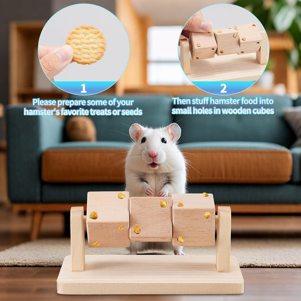 AOWPFVV Wooden Hamster Toys,Safe Rabbit Toys for Guinea Pigs | Small Animals,Chinchillas, Gerbils, Rats, Bunny,Rodents Teeth Care Toys for Cage2