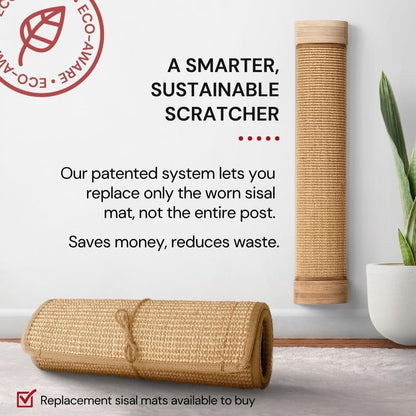 7 Ruby Road Wall Mounted Cat Scratcher, Replaceable Sisal Scratching Post | for Indoor Cats & Large Breeds — 29.5" Tall, Solid Pine with Natural Woven Sisal, No Glue or Staples, Easy Wall Mount2