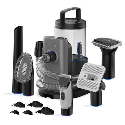 FURME Professional plus Pet Grooming Vacuum Kit - Cat & Dog Grooming Kit for Easy Pet Care at Home, Quiet & Safe Dog Hair Remover Machine with Brush, Clipper, Shedding & Cleaner Tools & 2L Canister1