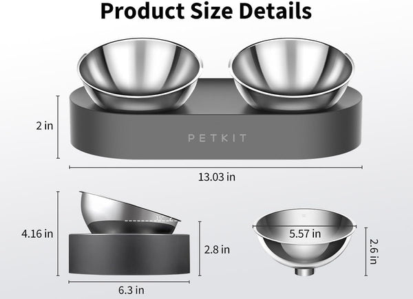 PETKIT 304 Stainless Steel Elevated Cat Bowls&Dog Bowls,Raised Cat Food and Water Bowl Set, Non-Slip, anti Vomiting 15°Tilted Cat Small Animal Plate3