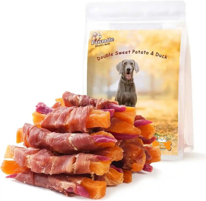 Pawmate Duck Double Purple Sweet Potato Wraps Dog Treats, Healthy Low Fat Dog Jerky High Protein for Training Treats Snacks, Chewy for Small Medium Large Dogs 12-15 Counts1