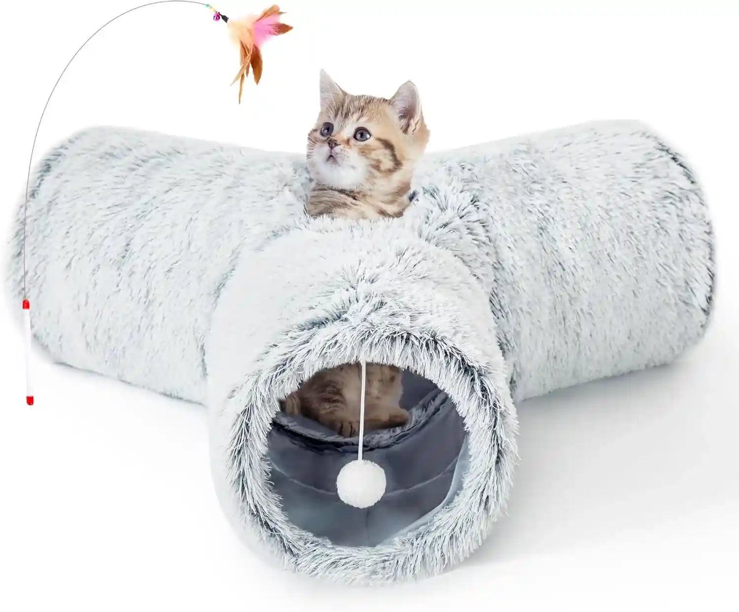 tempcore-pet-cat-tunnel-tube-toys-3-way-collapsible-tunnels-for-indoor-cats-interactive-tube-with-teaser-wand-peek-holes-hanging-ball-black-blue