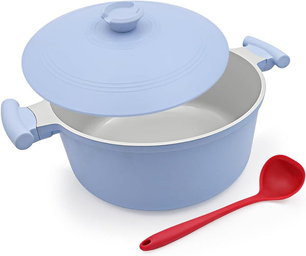 5 Quart Lightweight Dutch Oven Pot with Lid, Ceramic Cooking Pot Nonstick, Aluminum Cookware for Stews Braising and Frying, Induction Pot for All Stoves, Stay-Cool Handle, PFOA Free, Blue1