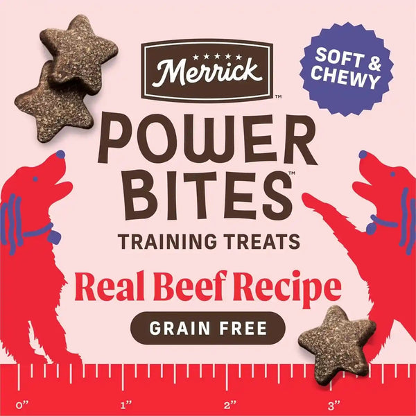 Merrick Power Bites Natural Soft and Chewy Real Meat Dog Treats, Grain Free Snack with Real Beef Recipe - 6 Oz. Bag2
