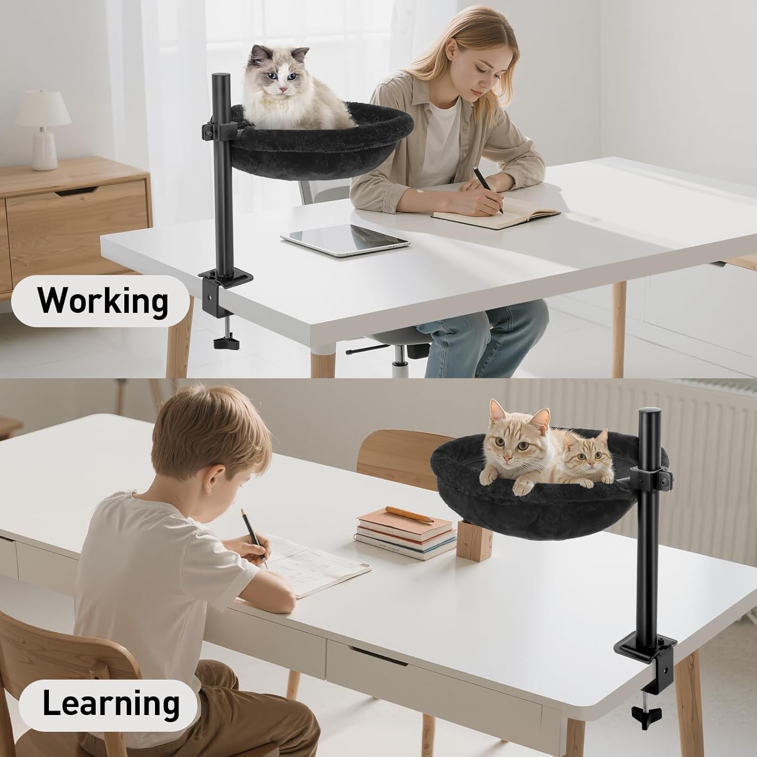 cat-desk-bed-reversible-cat-hammock-for-desk-use-clamp-on-metal-black-360-rotating-height-adjustable-supports-up-to-45lbs-machine-washable-large-cats-kittens-indoor-office-game-tables