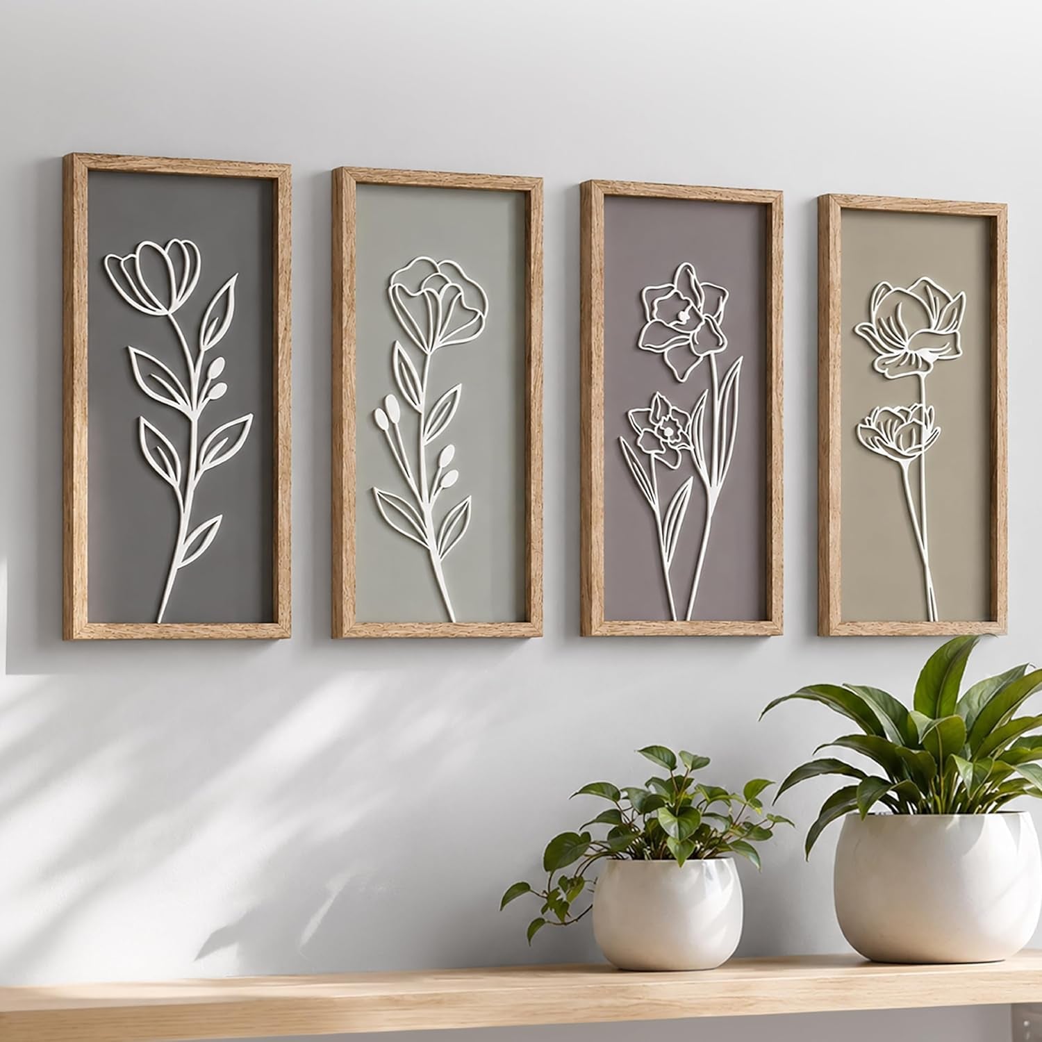 3d-framed-wall-art-set-of-4-floral-boho-wall-decor-7-x-16-lightweight-wooden-ready-to-hang-wall-decor-for-living-room-bathroom-bedroom-or-office-botanical-farmhouse