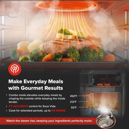 Pfas-Free Steam Oven & Air Fryer, All-In-One Convection Cooker | Precision Steam Control, Toast, Air Fry, Sous Vide & More, Juicier Meats, 120 Presets, 50–450°F, Stainless Steel7