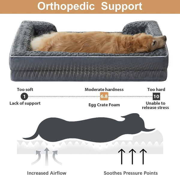 WNPETHOME Dog Beds for Large Sized Dogs, Washable Orthopedic Dog Couch Sofa Bed with Waterproof Lining & Non-Skid Bottom for Pet Sleeping2