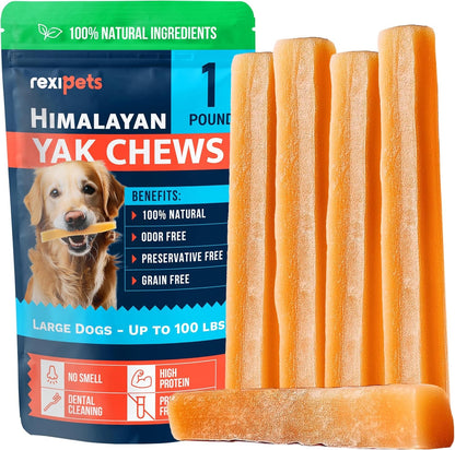 100% Natural Yak Cheese Himalayan Made Dog Chews All Breeds - Lactose Free Yak Chew for Small Medium & Large Dogs - Dental Cleaning Dog Chews for Aggressive Chewers - Long Lasting Odor & Gluten Free1