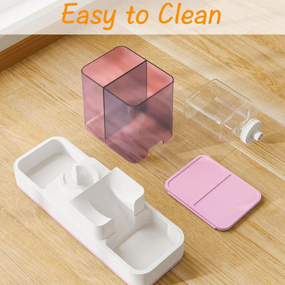 Tfwadmx Automatic Cat Food and Water Dispenser Gravity Dog Feeder Auto Cat Feeder 2 in 1 Pet Food Dispenser for Cats Small Dogs(Pink)4