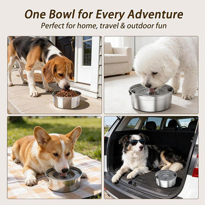Dog Water Bowl No Spill, 1.5L/50Oz Stainless Steel Slow Water Bowl for Dogs, Spill Proof Dog Bowl with Anti-Splash & Non-Slip, Slow Drinking Water Bowl Dispenser for Messy Drinkers (Silver)6