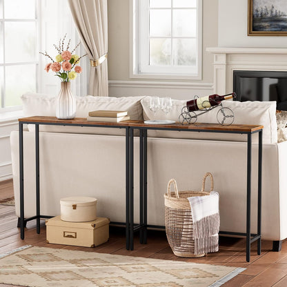 Narrow Console Table, 29.5" Small Entryway Table, Thin Sofa Side Display Table, for Hallway, Bedroom, Living Room, Foyer, Rustic Brown and Black BF75XG016