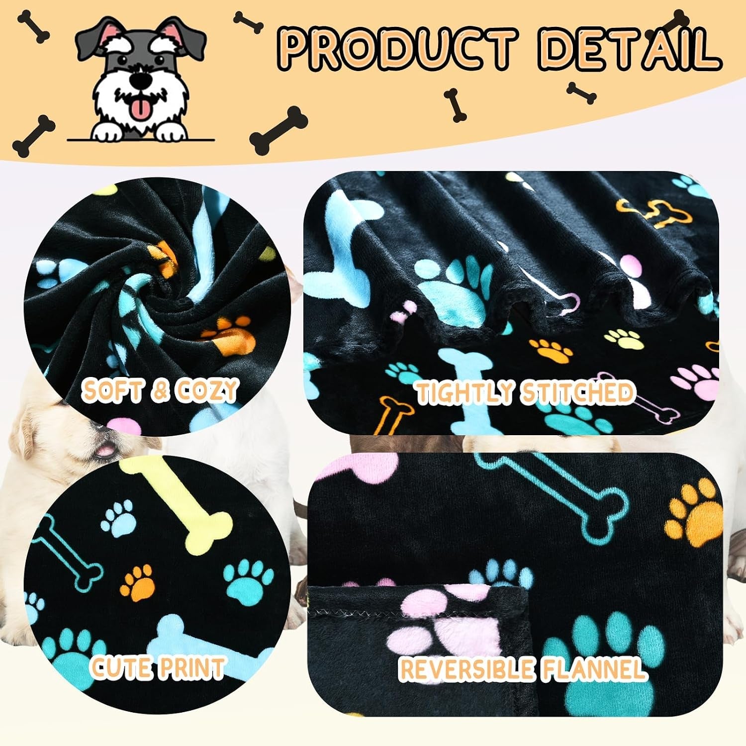 rezutan-dog-blankets-for-3-pack-large-medium-pet-cat-soft-fuzzy-washable-blanket-comfort-flannel-suitable-for-dogs-kennels-beds-sofas-furniture-gifts-puppy-essentials-41-x-31-inch-black