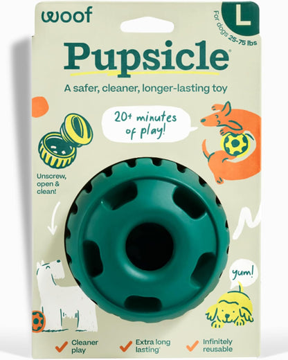 WOOF Pupsicle Interactive Dog Ball Toy for Dogs 25-75 Lbs - Green | Long-Lasting Enrichment Toy for Medium/Large Dogs, Easy-Fill Design, Low-Mess Play, Made of Natural Rubber, Easy to Clean1