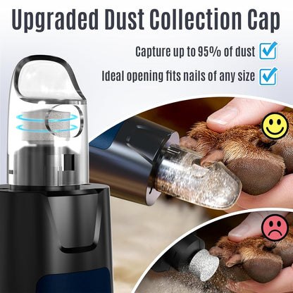 Casfuy New 6-Speed Dog Nail Grinder - 50% More Power Dog Nail Trimmers with 2 LED Lights Quiet 7H Running Time Electric Pet Nail Grinder File Toenail Grinder for Large Medium Small Dogs & Cats (DB)6