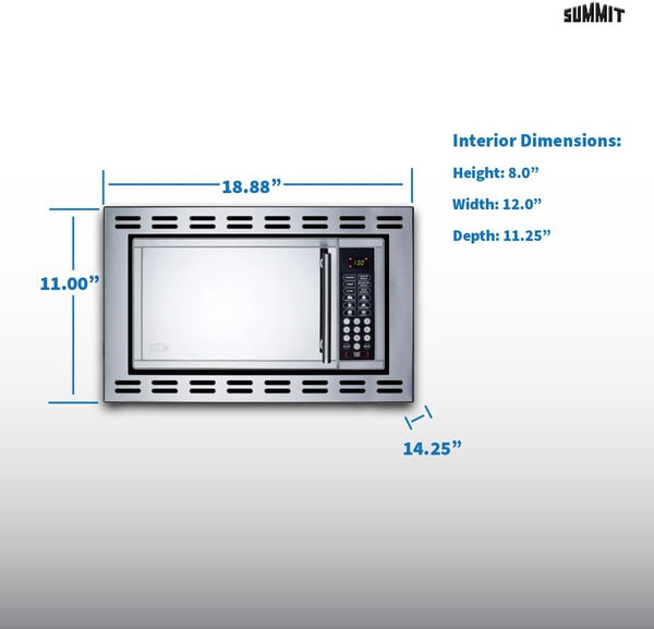 Summit 24” over the Range Microwave, 0.9 Cu.Ft. Built in Microwave, Stainless Steel- OTR242