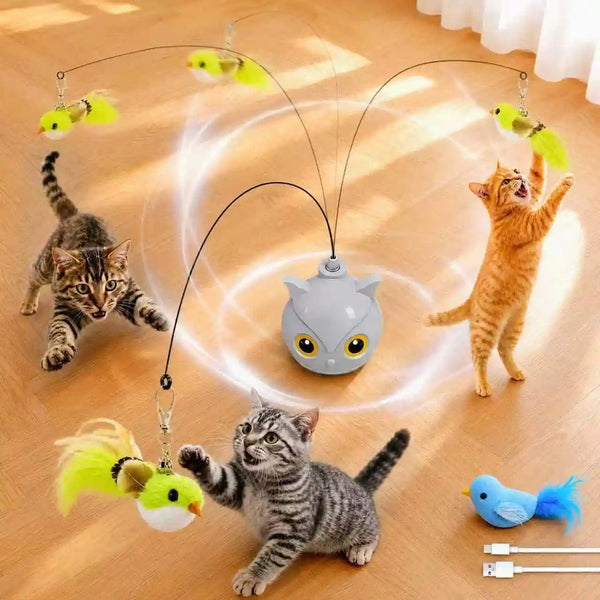 Interactive Cat Toys for Indoor Cats - Automatic Flying Bird Feather Toy with Sticky Suction Base, USB Rechargeable 360° Electric Cat Teaser, Touch Activated Self-Play Toy for Bored Cats10