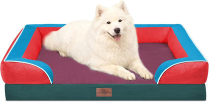 Comfort Expression Orthopedic Dog Bed for Extra Large Dogs with Bolster | Waterproof Dog Couch Bed with Washable Cover & Non-Slip Bottom, Supportive Egg Crate Foam XL Pet Bed, 42X30 Inch89