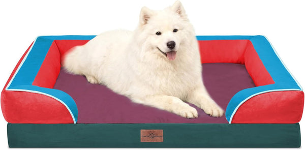 Comfort Expression Orthopedic Dog Bed for Extra Large Dogs with Bolster | Waterproof Dog Couch Bed with Washable Cover & Non-Slip Bottom, Supportive Egg Crate Foam XL Pet Bed, 42X30 Inch89