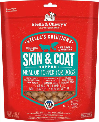 Stella & Chewy'S – Stella’S Solutions Skin & Coat Boost – Grass-Fed Lamb & Wild-Caught Salmon Dinner Morsels – Freeze-Dried Raw, Protein Rich, Grain Free Dog Food – 4.25 Oz Bag1