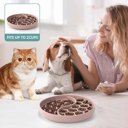 Slow Feeder Dog Bowls, Silicone Pet Food Bowls with Suction Cups, Non-Slip Dog Feeding Slow down Pet Eating Speed for Fast Eaters, Anxiety Relief & Fun Added (Pink)5
